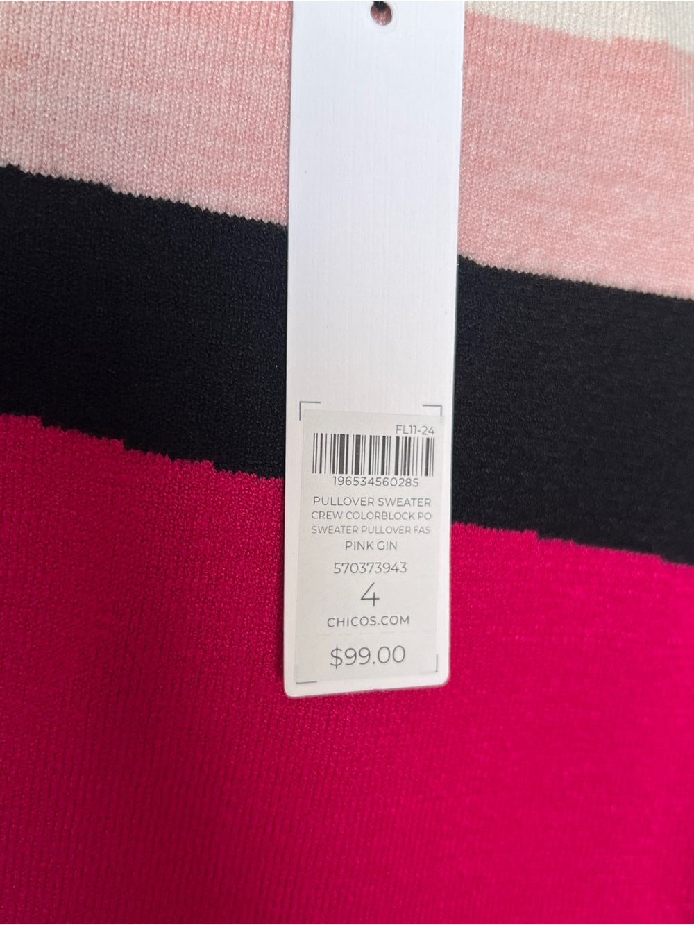 NWT! Chico's Colorblock Easy Pullover Sweater Size 4 - Picture 9 of 9